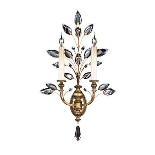 Fine Art Handcrafted Lighting Crystal Laurel 2 Light 28" Tall Wall Sconce