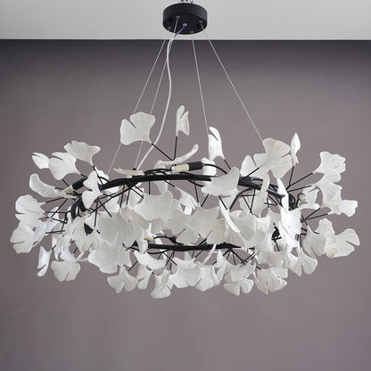 Gingko Chandelier O ? 23.6″ x H 11.8″ / Dia 60cm x H 30cm / Black + White Chandelier