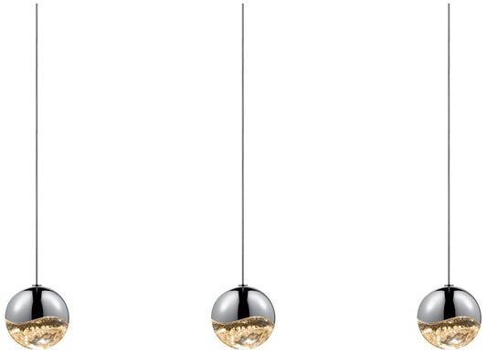 Grapes 37.25" Wide 3.Light Polished Chrome Medium LED Pendant