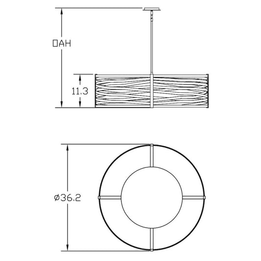 Hammerton Studio Tempest 4 Light 36" Wide Drum Chandelier - Medium (E26) with Finished to Match Metal Shade