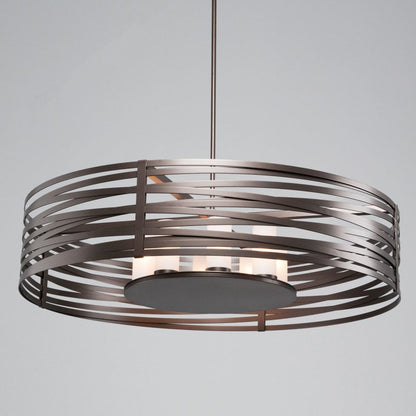 Hammerton Studio Tempest 8 Light 48" Wide Drum Chandelier - Medium (E26) with Frosted Glass Inner Shades and Finished to Match Outer Metal Shade