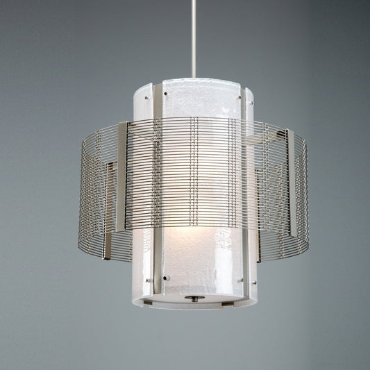 Hammerton Studio Downtown Mesh 4 Light 24" Wide Chandelier - Medium (E26) with Frosted Granite Glass Shade
