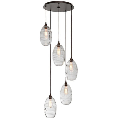 Hammerton Studio Ellisse 18" Wide Artisan Crafted 5 Light Optic Glass Pendant