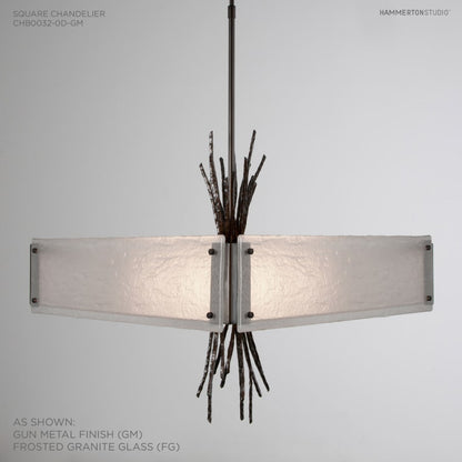 Hammerton Studio Ironwood 24" Wide Artisan Crafted Chandelier with Hand Textured Glass and Sculpted Steel