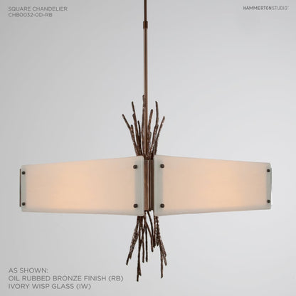 Hammerton Studio Ironwood 24" Wide Artisan Crafted Chandelier with Hand Textured Glass and Sculpted Steel