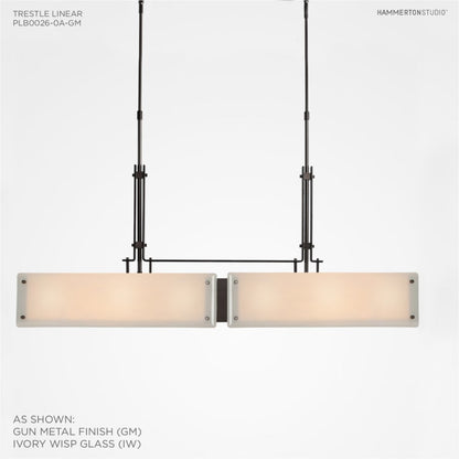 Hammerton Studio Urban Loft 44" Wide Artisan Crafted Linear Chandelier with Hand Textured Glass