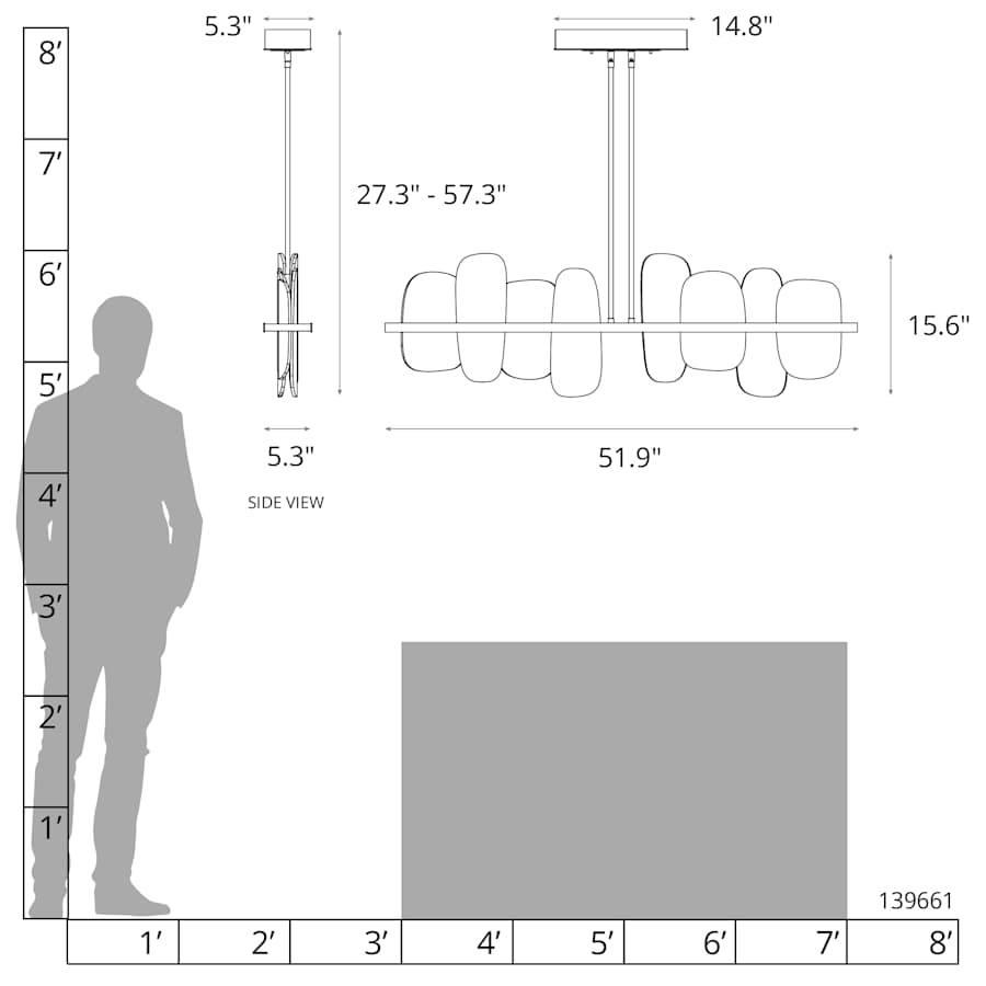 Hubbardton Forge Vitre 52" Wide LED Linear Chandelier