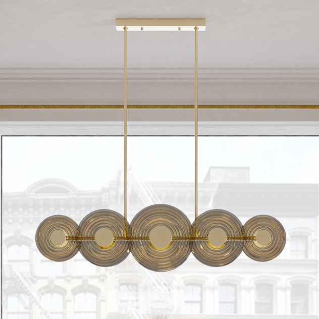 Hudson Valley Griston 53" Wide Aged Brass 10-Light LED Island Light