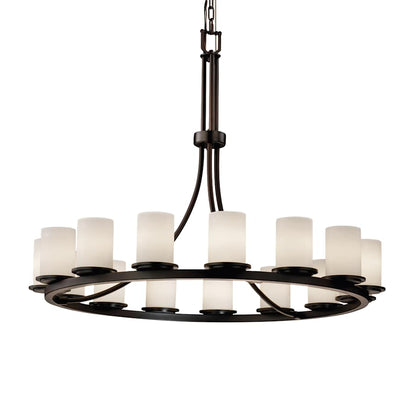 Justice Design Group Fusion 42" Wide Ring Chandelier with Opal Shades