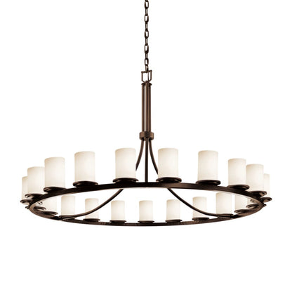 Justice Design Group Fusion 21 Light 60" Wide Pillar Candle Style Chandelier with Opal Glass Shades