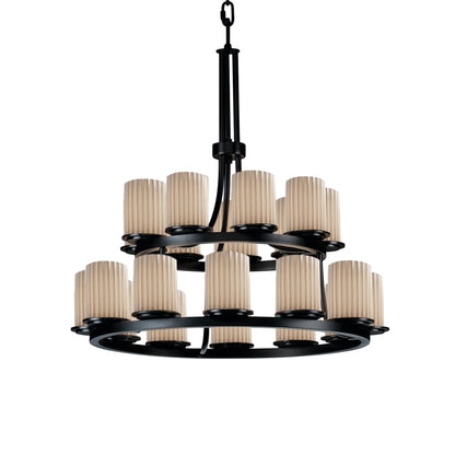 Justice Design Group Limoges 21 Light 33" Wide Pillar Candle Chandelier with Translucent Porcelain Shades