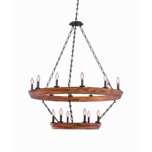 Kalco Lansdale 18 Light 42" Wide Wrought Iron Ring Chandelier