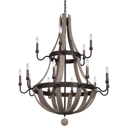 Kalco Harper 15 Light 40" Wide Wrought Iron Empire Chandelier