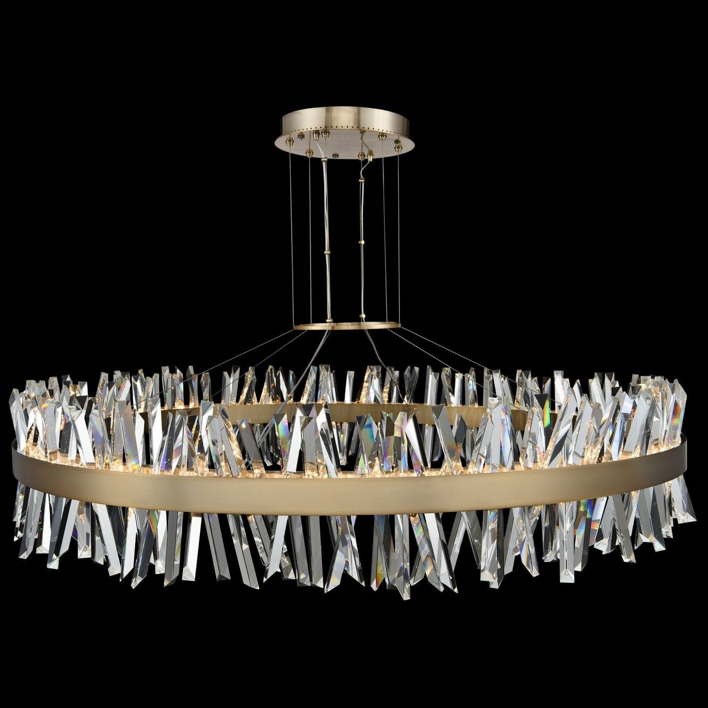 Kalco Glacier 60" Wide Champagne Gold LED Round Crystal Pendant