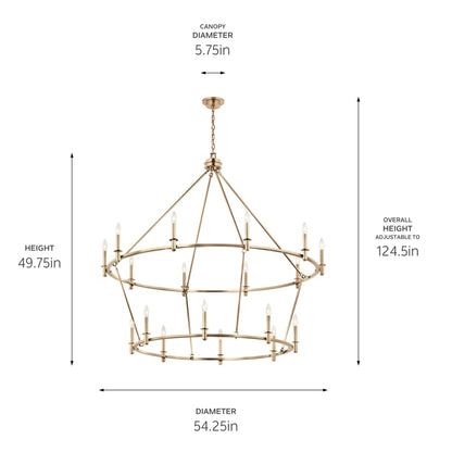 Kichler Carrick 18 Light 55" Wide Taper Candle Ring Chandelier