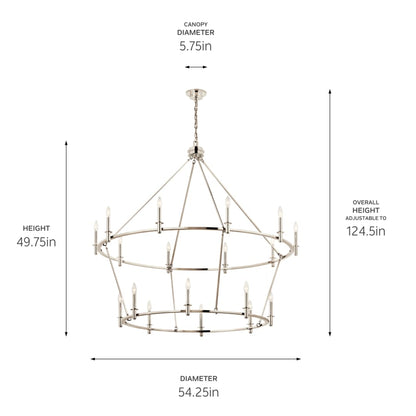 Kichler Carrick 18 Light 55" Wide Taper Candle Ring Chandelier