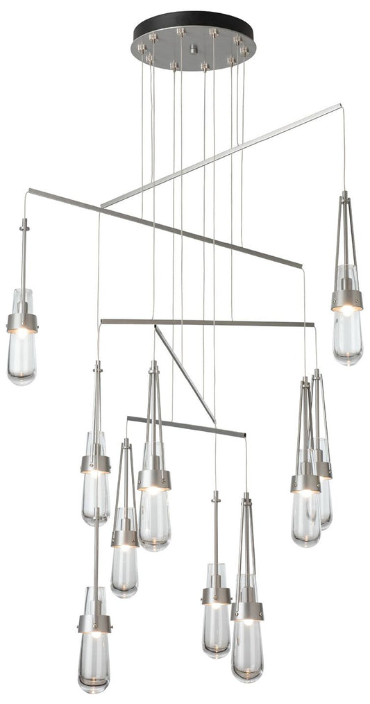 Link 35"W 10-Light Vintage Platinum Mobile Pendant With Clear Glass Sh