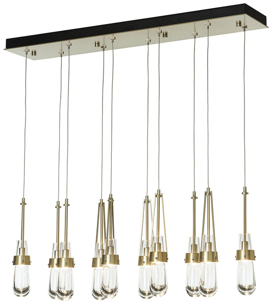 Link 44.5" Rectangular Modern Brass Long Pendant with Clear Glass