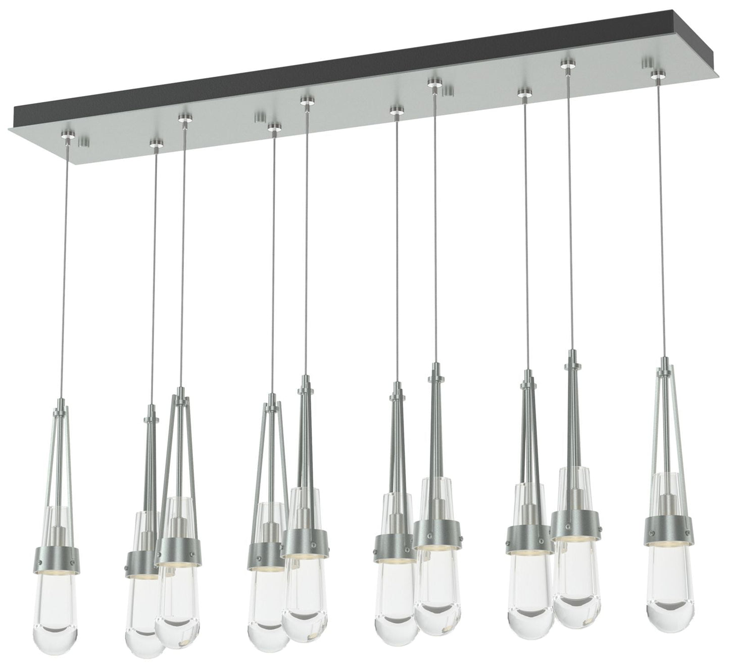 Link 44.5" Rectangular Vintage Platinum Long Pendant with Clear Glass