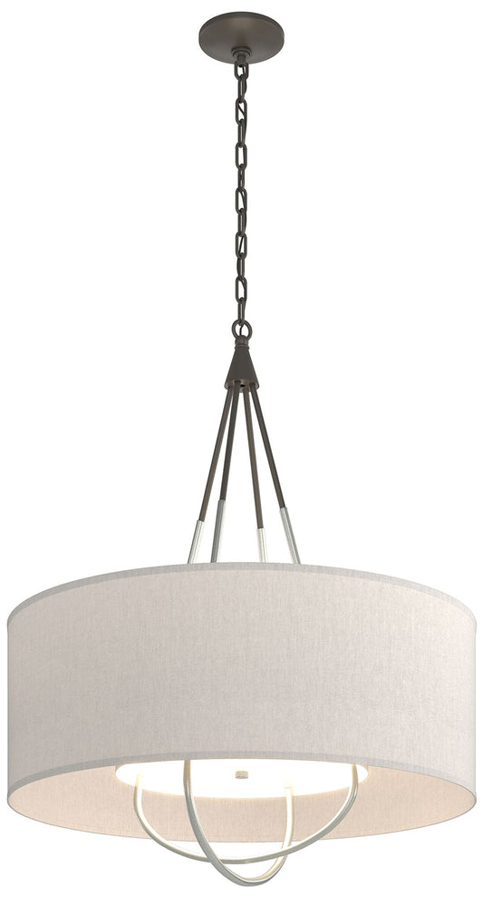 Loop Pendant - Dark Smoke Finish - Vintage Platinum Accents - Flax Shade