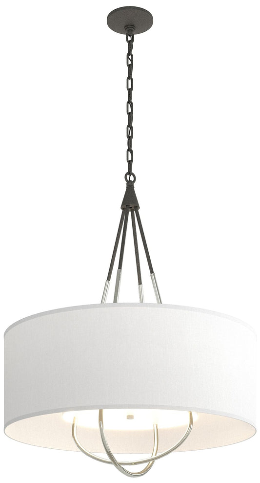 Loop Pendant - Natural Iron Finish - Sterling Accents - Natural Anna Shade