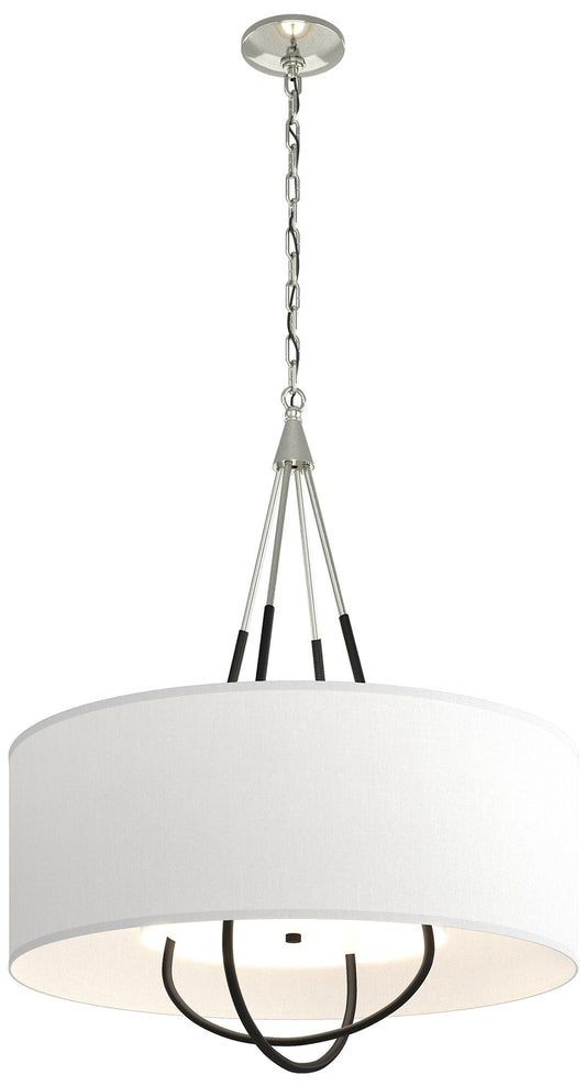 Loop Pendant - Sterling Finish - Black Accents - Natural Anna Shade