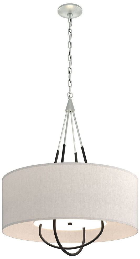 Loop Pendant - Vintage Platinum Finish - Black Accents - Flax Shade