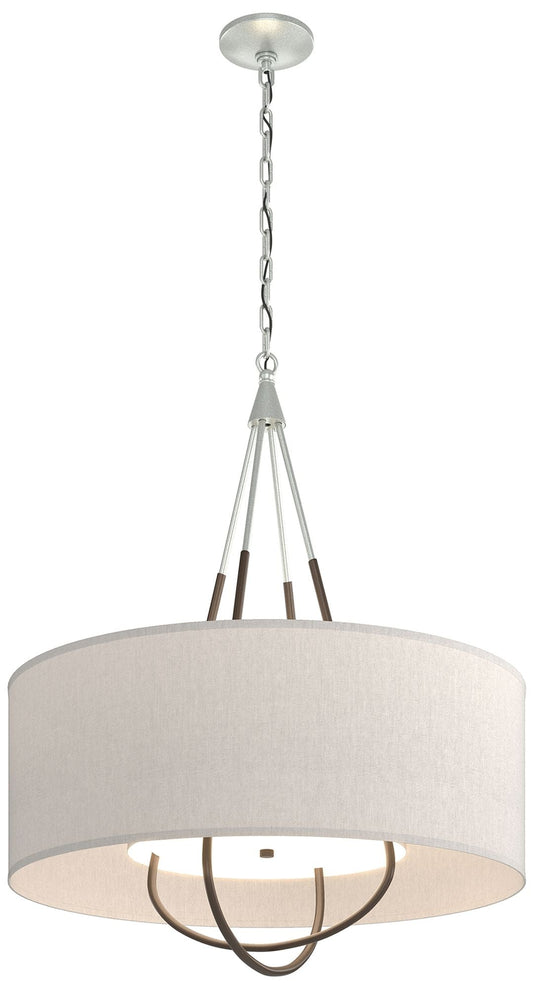 Loop Pendant - Vintage Platinum Finish - Bronze Accents - Flax Shade