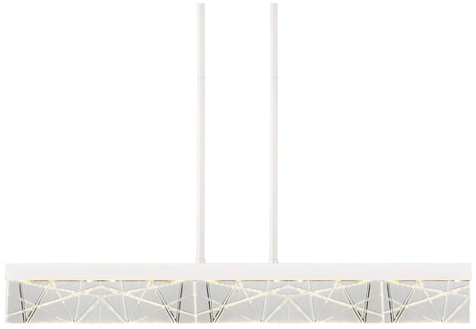 Lucus LED 3CCT 43" Thick Engraved Crystals Matte White Linear Pendant