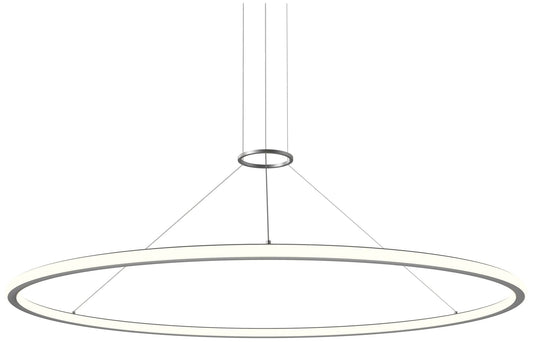 Luna 60" Round LED Pendant w/ 20' Cord - Satin Aluminum