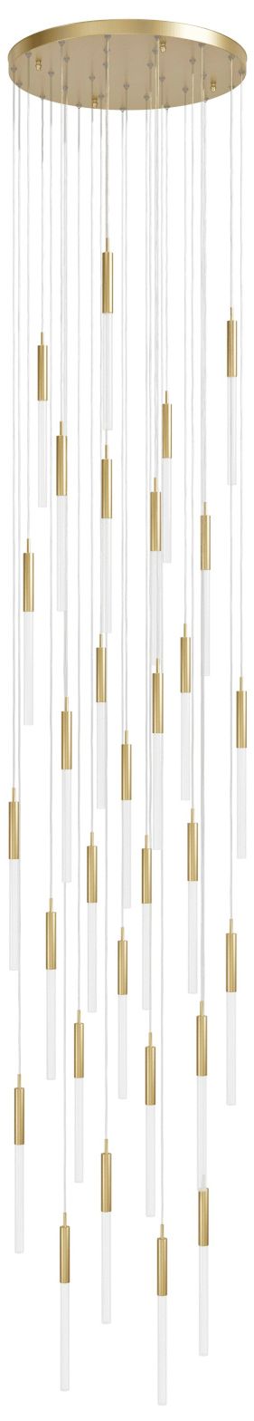 Main Street 30" Wide Brushed Brass Multi-Light LED Pendant