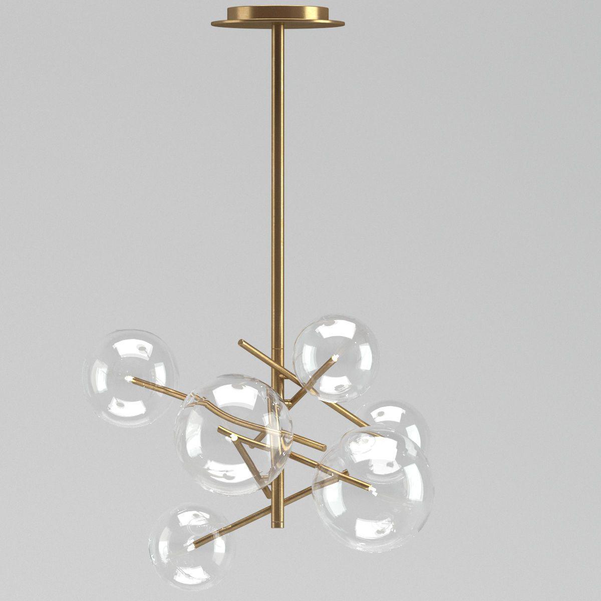 Bolle Chandelier 6heads Dia 23.6″ x H 26.3″ / Dia 60cm x H 67cm / Gold & Clear Chandelier