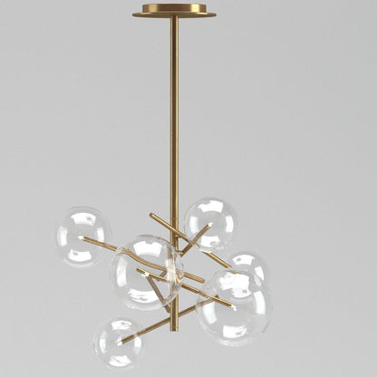 Bolle Chandelier 6heads Dia 23.6″ x H 26.3″ / Dia 60cm x H 67cm / Gold & Clear Chandelier