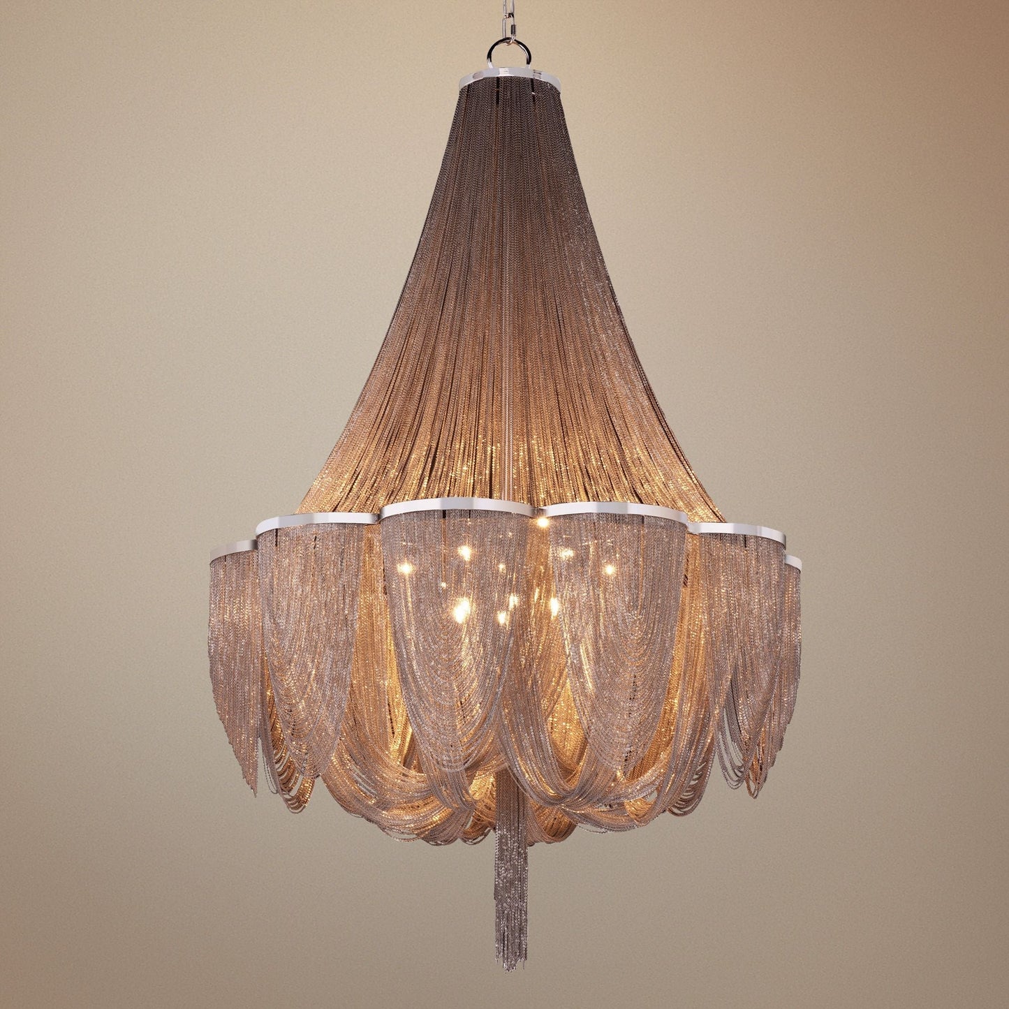 Maxim Chantilly 34" Wide Nickel Jewelry Chain Chandelier