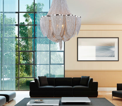 Maxim Chantilly 34" Wide Nickel Jewelry Chain Chandelier