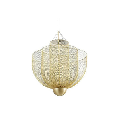 Meshmatics Hanging lamp ? 23.6″ x H 23.6″ / Dia 60cm x H 60cm / Gold Lamp Body & Gold Base / Warm Light Chandelier