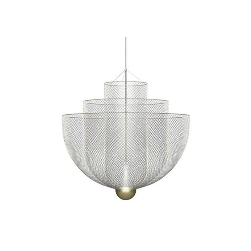 Meshmatics Hanging lamp ? 23.6″ x H 23.6″ / Dia 60cm x H 60cm / Chrome Lamp Body & Gold Base / Warm Light Chandelier