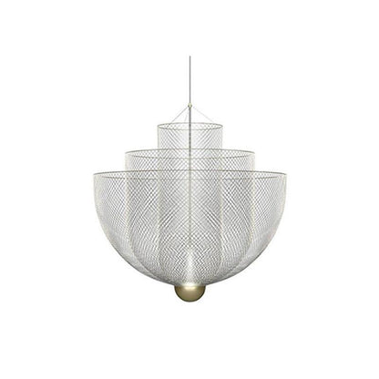 Meshmatics Hanging lamp ? 23.6″ x H 23.6″ / Dia 60cm x H 60cm / Chrome Lamp Body & Gold Base / Warm Light Chandelier