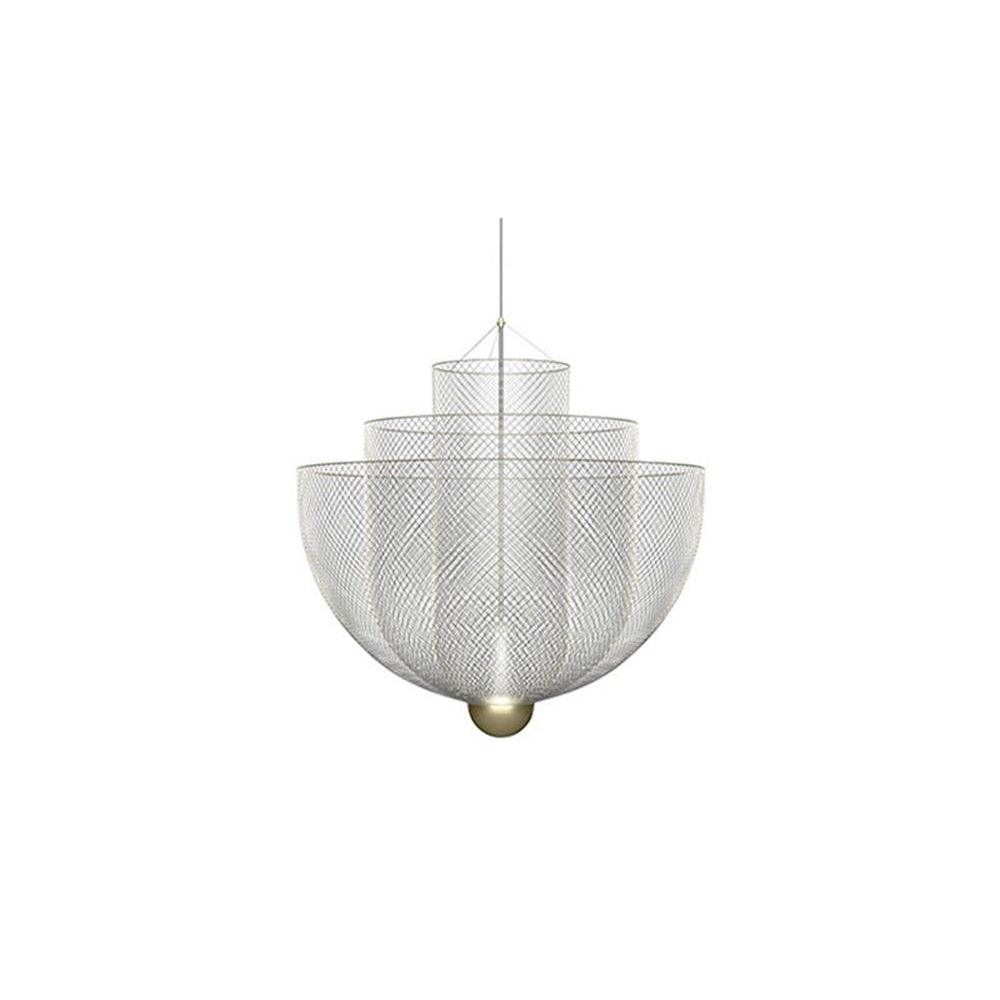 Meshmatics Hanging lamp ? 17.7″ x H 17.7″ / Dia 45cm x H 45cm / Chrome Lamp Body & Gold Base / Warm Light Chandelier
