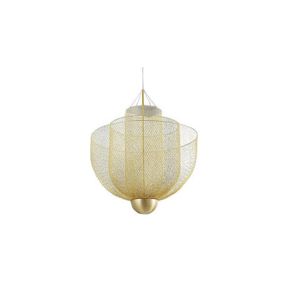 Meshmatics Hanging lamp ? 17.7″ x H 17.7″ / Dia 45cm x H 45cm / Gold Lamp Body & Gold Base / Warm Light Chandelier