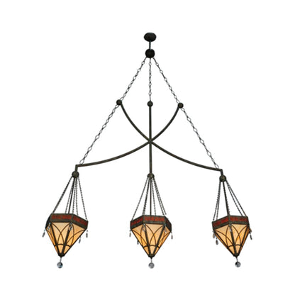 Meyda Tiffany Larkfield 3 Light 62" Wide Linear Pendant