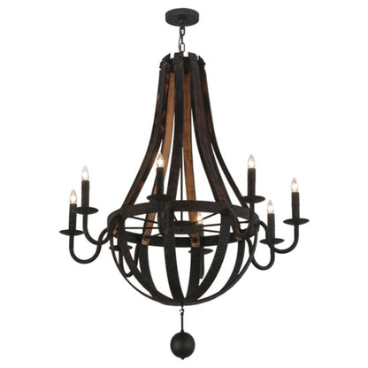 Meyda Tiffany Barrel Stave Madera 8 Light 45" Wide Taper Candle Empire Chandelier