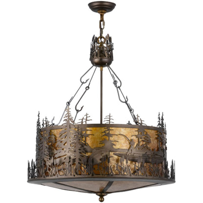 Meyda Tiffany Bass and Fisherman 4 Light 26" Wide Pendant