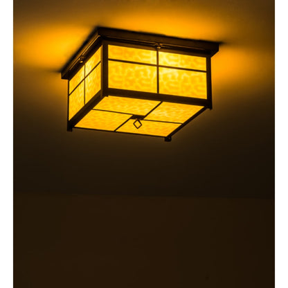 Meyda Tiffany Mission 4 Light 24" Wide Flush Mount Square Ceiling Fixture - Transparent Copper Finish