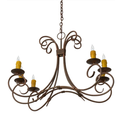 Meyda Tiffany Long Elon 6 Light 36" Wide Taper Candle Style Chandelier