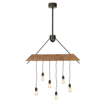 Meyda Tiffany 6 Light 44" Wide Wood Linear Pendant