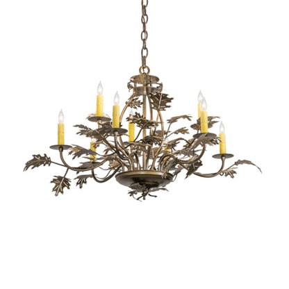 Meyda Tiffany Oak Leaf 9 Light 32" Wide Taper Candle Style Chandelier