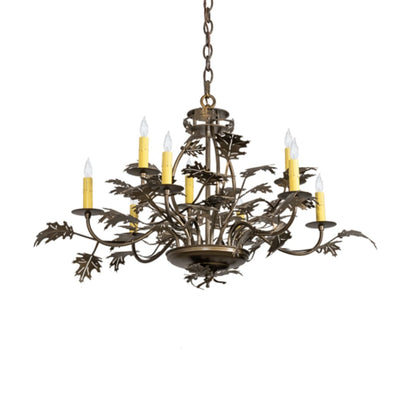 Meyda Tiffany Oak Leaf 9 Light 32" Wide Taper Candle Style Chandelier