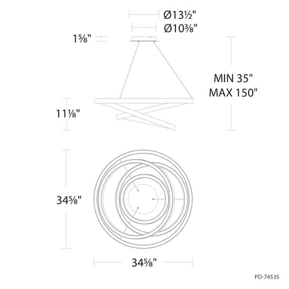 Modern Forms Storm Chaser 35" Wide LED Abstract Chandelier - 2700K