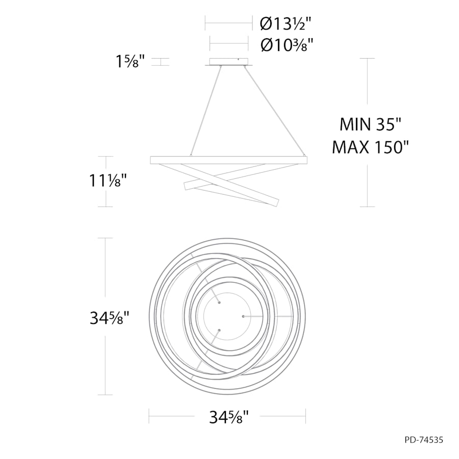 Modern Forms Storm Chaser 35" Wide LED Abstract Chandelier - 4000K